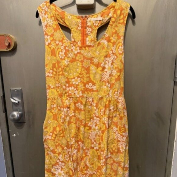 Retro Vintage Racerback (with Mini Bows) Mod Floral late 60s/ 70s Mini Dress - Picture 2 of 16